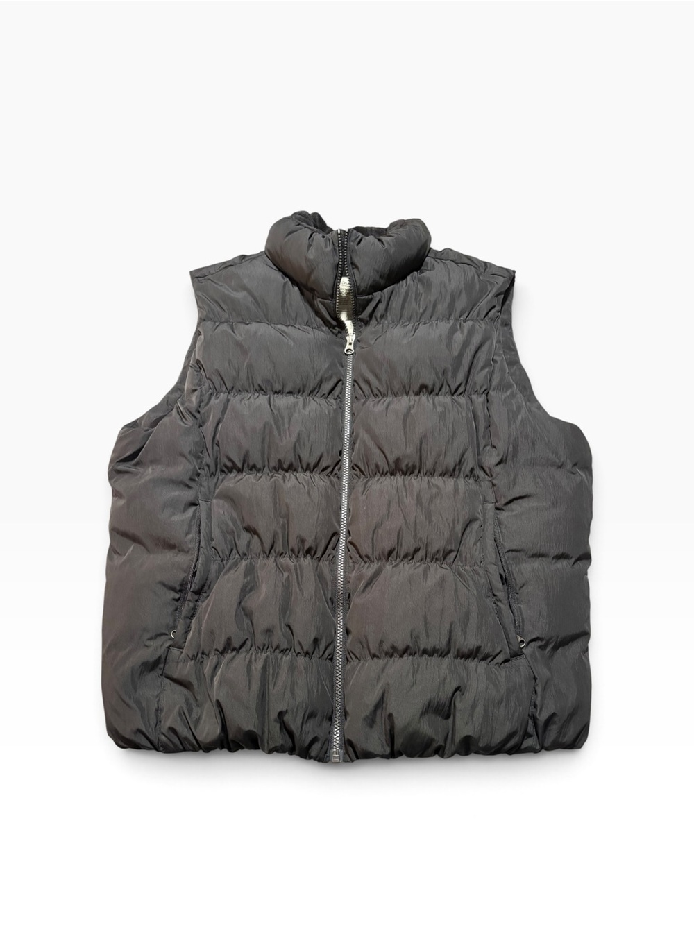 Eddie Bauer XXL goose down Men's Black Quilted Puffer Vest High Collar